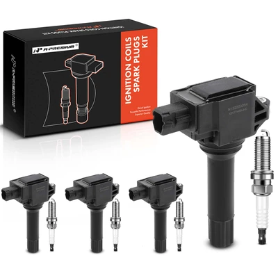 4 Pcs Black Ignition Coil & 4 Pcs IRIDIUM Spark Plug Kit