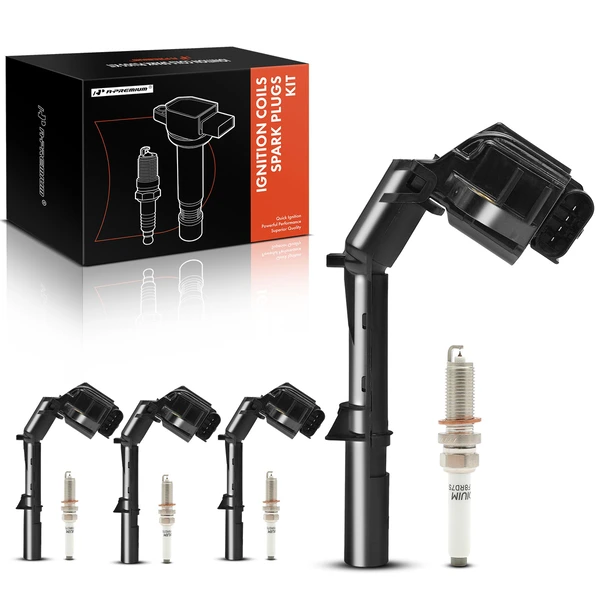 Ignition Coil and Spark Plug Kit Set of 8 Iridium Series, 4-Blade Terminal A-Premium APIC0857