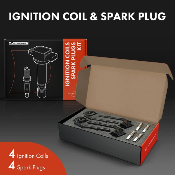Ignition Coil and Spark Plug Kit Set of 8 Iridium Series, 4-Blade Terminal A-Premium APIC0857