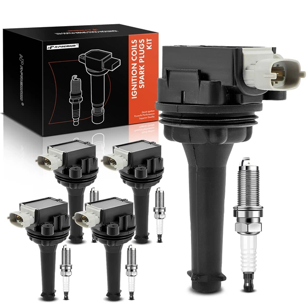 Ignition Coil and Spark Plug Kit Set of 10 Iridium Series, 4-Blade Terminal A-Premium APIC0777
