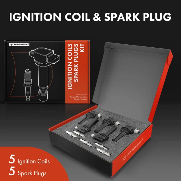 Ignition Coil and Spark Plug Kit Set of 10 Iridium Series, 4-Blade Terminal A-Premium APIC0777