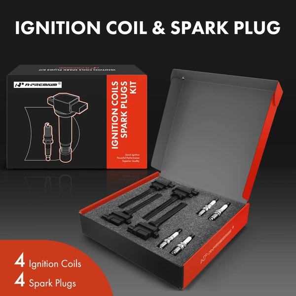 Ignition Coil and Spark Plug Kit Set of 8 Iridium Series, 3-Blade Terminal A-Premium APIC0596