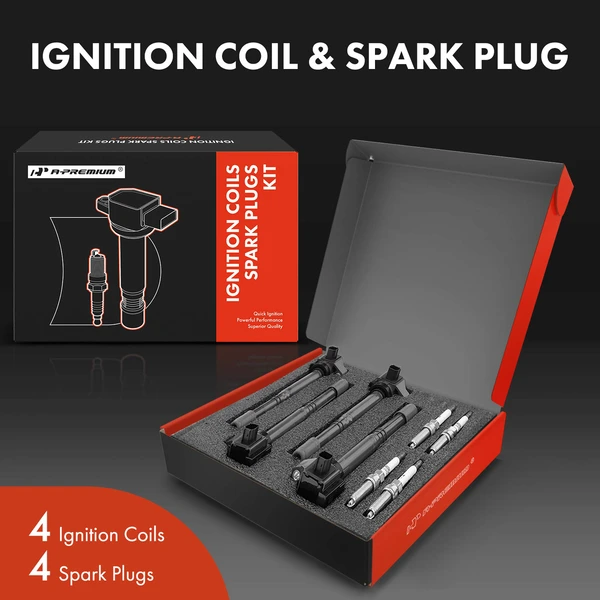 Ignition Coil and Spark Plug Kit Set of 8 Iridium Series, 3-Pin Terminal A-Premium APIC0624
