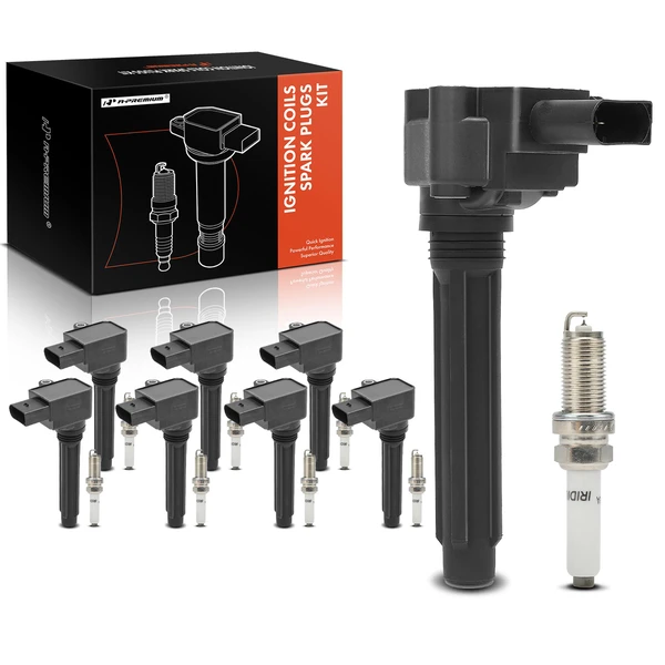 2013-2014 2016-2018 Audi A8 Quattro Ignition Coil and Spark Plug Kit Set of A Set of 16 Iridium Series, 4-Blade Terminal A-Premium APIC0864