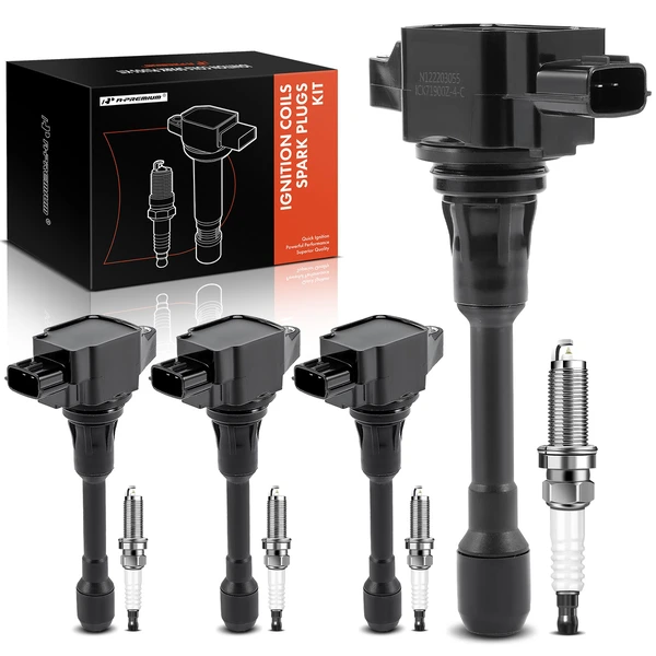 Ignition Coil and Spark Plug Kit Set of A Set of 8 Iridium Series, 3-Blade Terminal A-Premium APIC0773