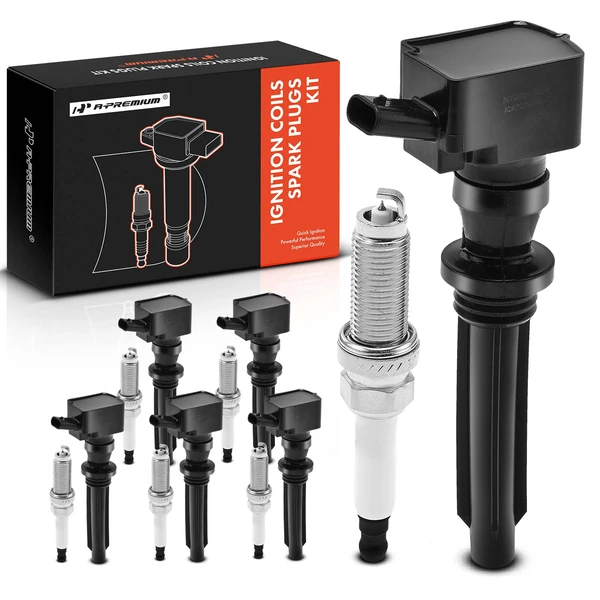 2017-2020 Jaguar F-Pace Ignition Coil and Spark Plug Kit Set of 12 Iridium Series, 3-Blade Terminal A-Premium APIC0844