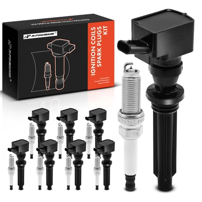 8 Pcs Black Ignition Coil & 8 Pcs IRIDIUM Spark Plug Kit