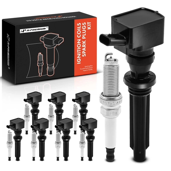 2018-2023 Jaguar F-Type Ignition Coil and Spark Plug Kit Set of 16 Iridium Series, 3-Pin Terminal A-Premium APIC0846