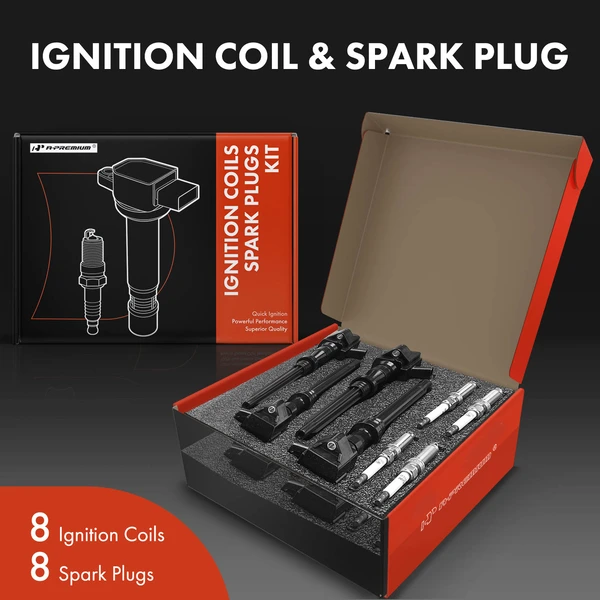 Ignition Coil and Spark Plug Kit Set of 16 Iridium Series, 3-Pin Terminal A-Premium APIC0846
