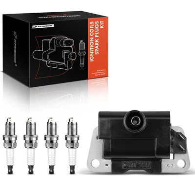 1Pcs Ignition Coil & 4Pcs Iridium Spark Plug Kit