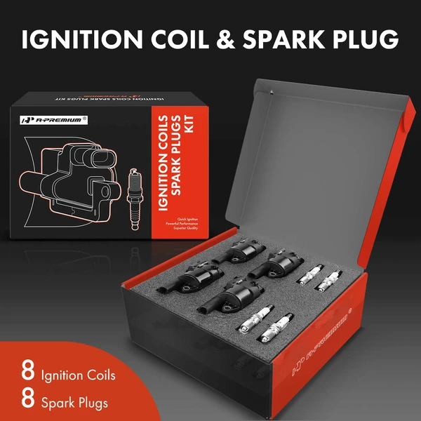 Ignition Coil and Spark Plug Kit Set of 16 Iridium Series, 4-Blade Terminal A-Premium APIC0592