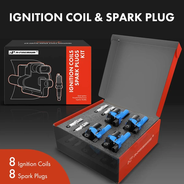 Ignition Coil and Spark Plug Kit Set of 16 Iridium Series, 4-Blade Terminal A-Premium APIC0593