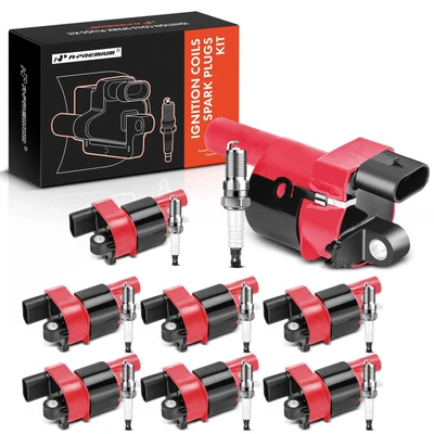 8 Pcs Red Ignition Coil & 8 Pcs IRIDIUM Spark Plug Kit