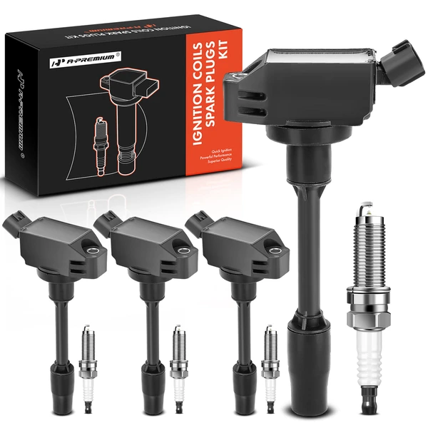 Ignition Coil and Spark Plug Kit Set of A Set of 8 Iridium Series, 3-Pin Terminal A-Premium APIC0755