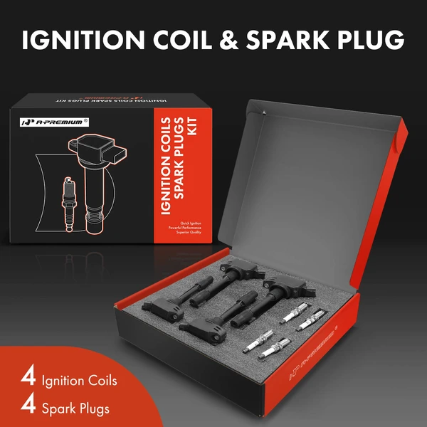 Ignition Coil and Spark Plug Kit Set of A Set of 8 Iridium Series, 3-Pin Terminal A-Premium APIC0755
