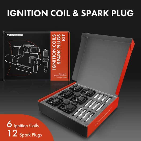 Ignition Coil and Spark Plug Kit Set of 18 Iridium Series, 3-Blade Terminal A-Premium APIC0602