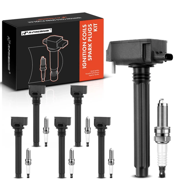 2018 Jeep Wrangler Ignition Coil and Spark Plug Kit Set of A Set of 12 Iridium Series, 3-Pin Terminal A-Premium APIC0598