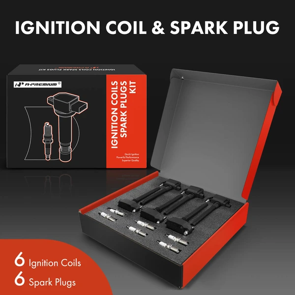 Ignition Coil and Spark Plug Kit Set of A Set of 12 Iridium Series, 3-Pin Terminal A-Premium APIC0598
