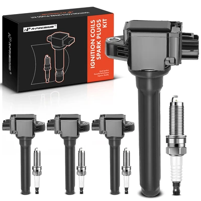 4 Pcs Gray Ignition Coil & 4 Pcs IRIDIUM Spark Plug Kit