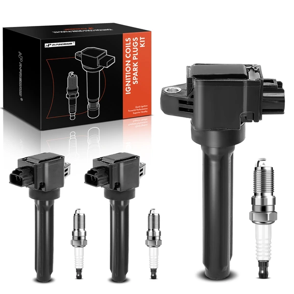 Ignition Coil and Spark Plug Kit Set of 6 Iridium Series, 3-Blade Terminal A-Premium APIC0599