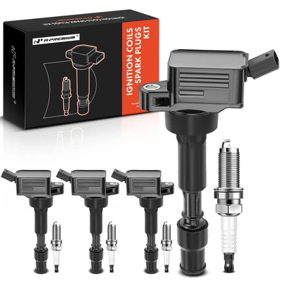 4 Pcs Gray Ignition Coil & 4 Pcs IRIDIUM Spark Plug Kit