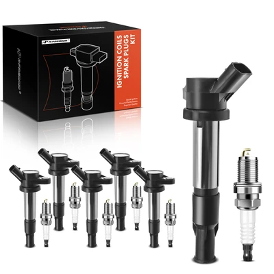 6 Pcs Black Ignition Coil & 6 Pcs IRIDIUM Spark Plug Kit