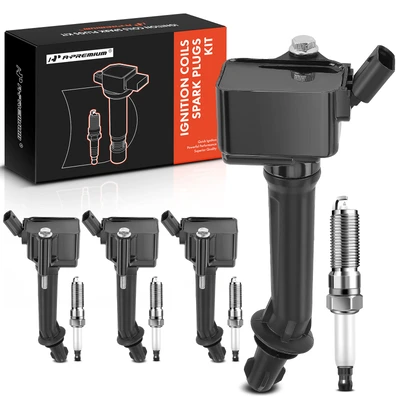 4 Pcs Black Ignition Coil & 4 Pcs IRIDIUM Spark Plug Kit