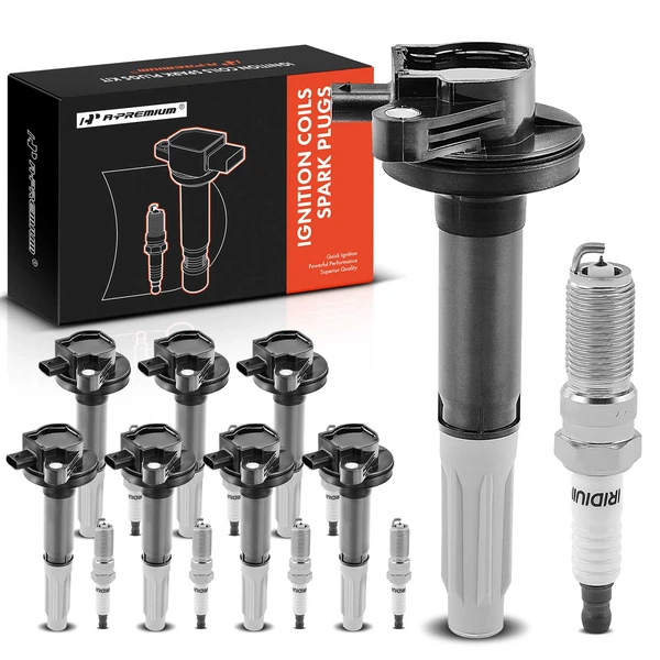 2016-2017 Ford Mustang Ignition Coil and Spark Plug Kit Set of A Set of 16 Iridium Series, 2-Pin Terminal A-Premium APIC0701