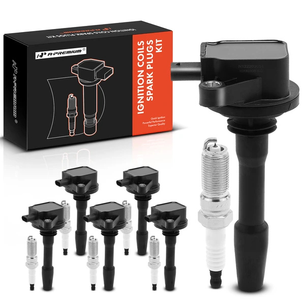 2020-2024 Ford Transit-350 Ignition Coil and Spark Plug Kit Set of A Set of 12 Iridium Series, 2-Pin Terminal A-Premium APIC0829