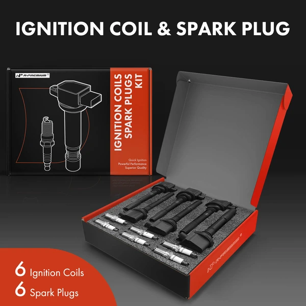 Ignition Coil and Spark Plug Kit Set of 12 Iridium Series, 2-Pin Terminal A-Premium APIC0829