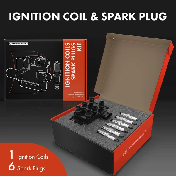Ignition Coil and Spark Plug Kit Set of A Set of 7 Iridium Series, 4-Blade Terminal A-Premium APIC0702