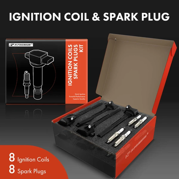 Ignition Coil and Spark Plug Kit Set of 16 Iridium & Platinum Series, 2-Pin Terminal A-Premium APIC0973