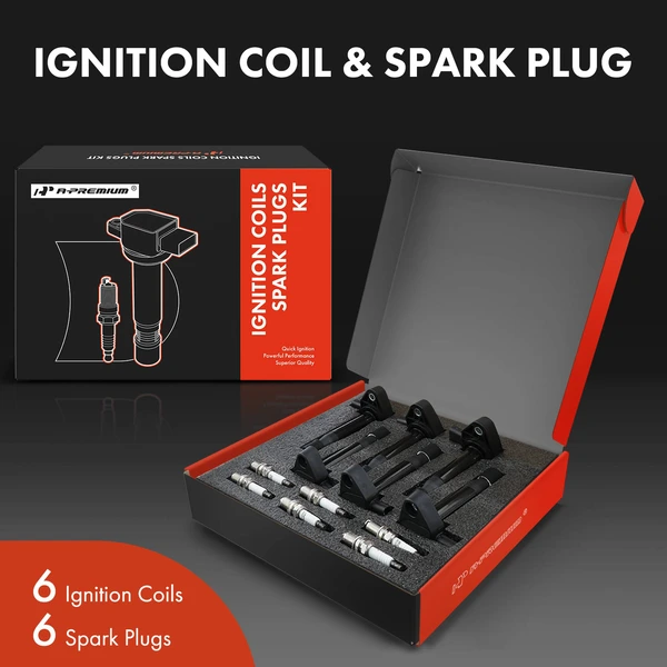 Ignition Coil and Spark Plug Kit Set of 12 Iridium Series, 3-Blade Terminal A-Premium APIC0604