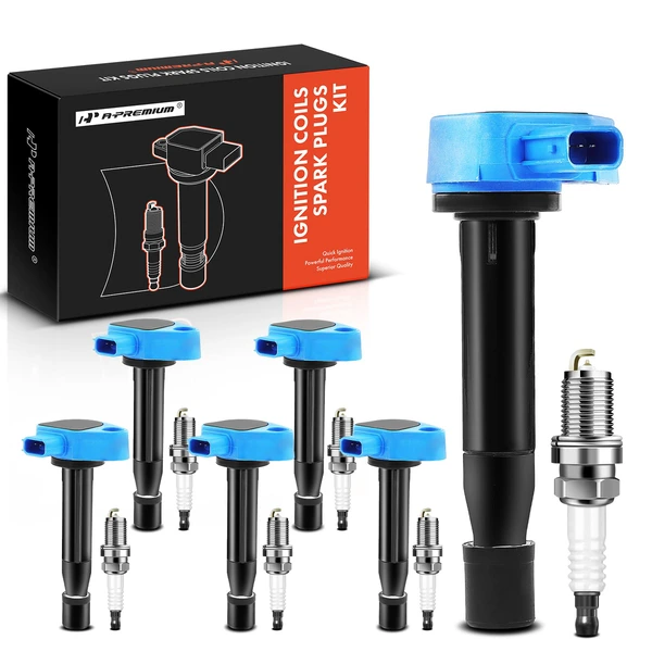 Ignition Coil and Spark Plug Kit Set of A Set of 12 Iridium Series, 3-Blade Terminal A-Premium APIC0605