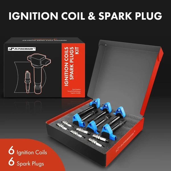 Ignition Coil and Spark Plug Kit Set of A Set of 12 Iridium Series, 3-Blade Terminal A-Premium APIC0605