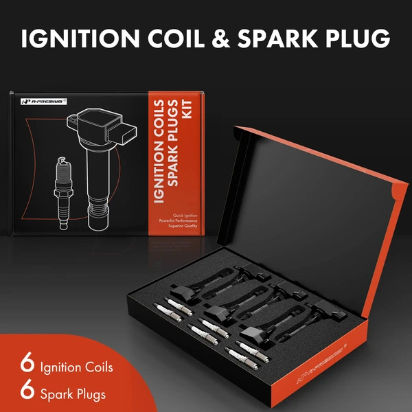 Ignition Coil and Spark Plug Kit Set of A Set of 12 Platinum Series, 3-Blade Terminal A-Premium APIC0494