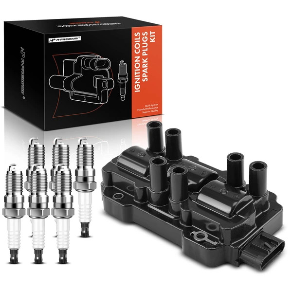 2006-2009 Pontiac Torrent Ignition Coil and Spark Plug Kit Set of A Set of 7 Iridium Series, 6-Blade Terminal A-Premium APIC0704