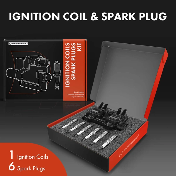 Ignition Coil and Spark Plug Kit Set of 7 Iridium Series, 6-Blade Terminal A-Premium APIC0704