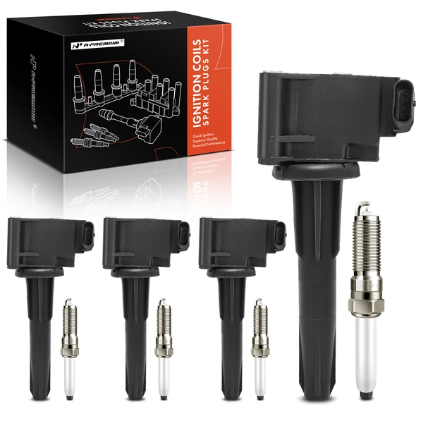 2019-2023 Cadillac XT4 Ignition Coil and Spark Plug Kit Set of A Set of 8 Iridium & Platinum Series, 4-Pin Terminal A-Premium APIC0976
