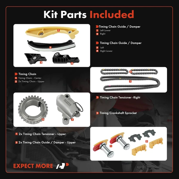 13 Pcs Engine Timing Chain Kit for Ford Transit-150 Transit-250 Transit-350 2017-2022