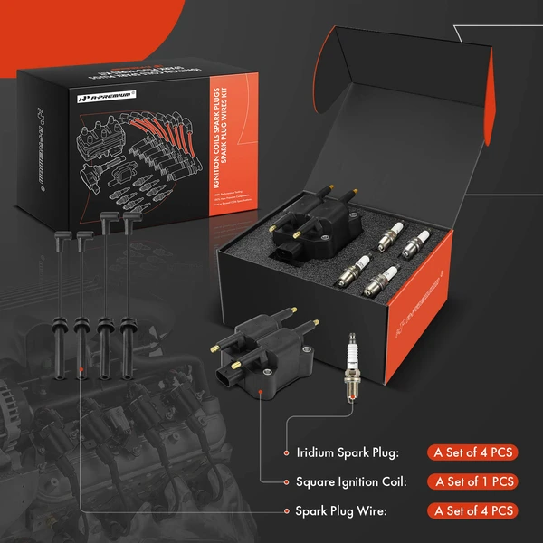 A-Premium APIC1282 Ignition Coil Spark Plug and Wire Kit