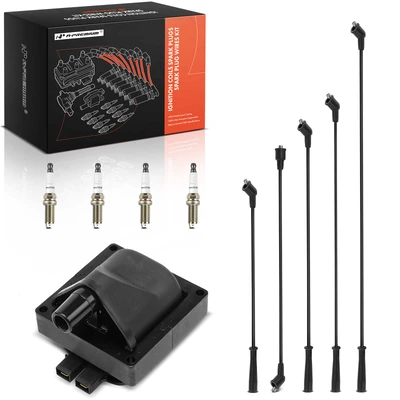 1 Pc Ignition Coil & 4 Pcs Iridium & Platinum Spark Plugs & 5 Pcs Wires