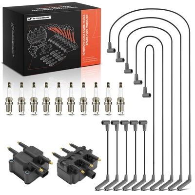 2 Pcs Ignition Coils & 10 Pcs Iridium Spark Plugs & 10 Pcs Wires