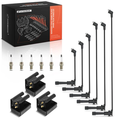3 Pcs Ignition Coils & 6 Pcs Iridium & Platinum Spark Plugs & 6 Pcs Wires