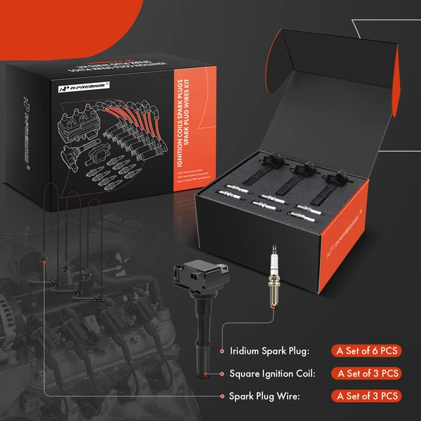 A-Premium APIC1286 Ignition Coil Spark Plug and Wire Kit