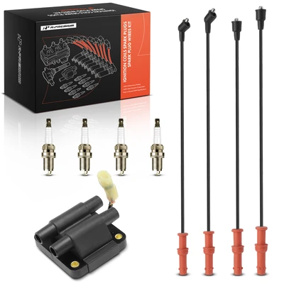 A-Premium APIC1287 1993-1996 Subaru Impreza Ignition Coil & Iridium Spark Plugs & Wires Kit