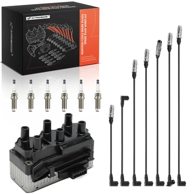 1 Pc Ignition Coil & 6 Pcs Iridium & Platinum Spark Plugs & 7 Pcs Wires