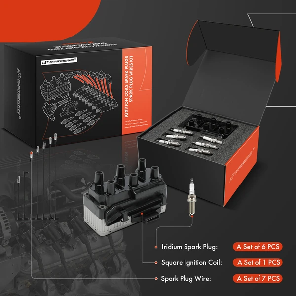 A-Premium APIC1288 Ignition Coil Spark Plug and Wire Kit