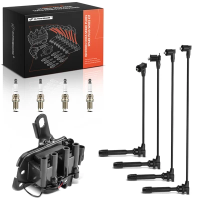 1 Pc Ignition Coil & 4 Pcs Iridium & Platinum Spark Plugs & 4 Pcs Wires