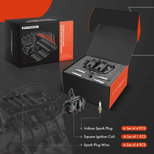 A-Premium APIC1291 Ignition Coil Spark Plug and Wire Kit